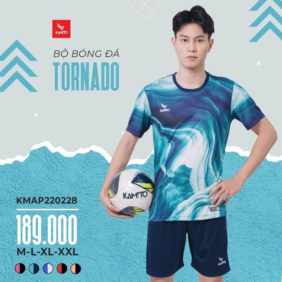 Bộ quần áo bóng đá Kamito Tornado màu xanh đen